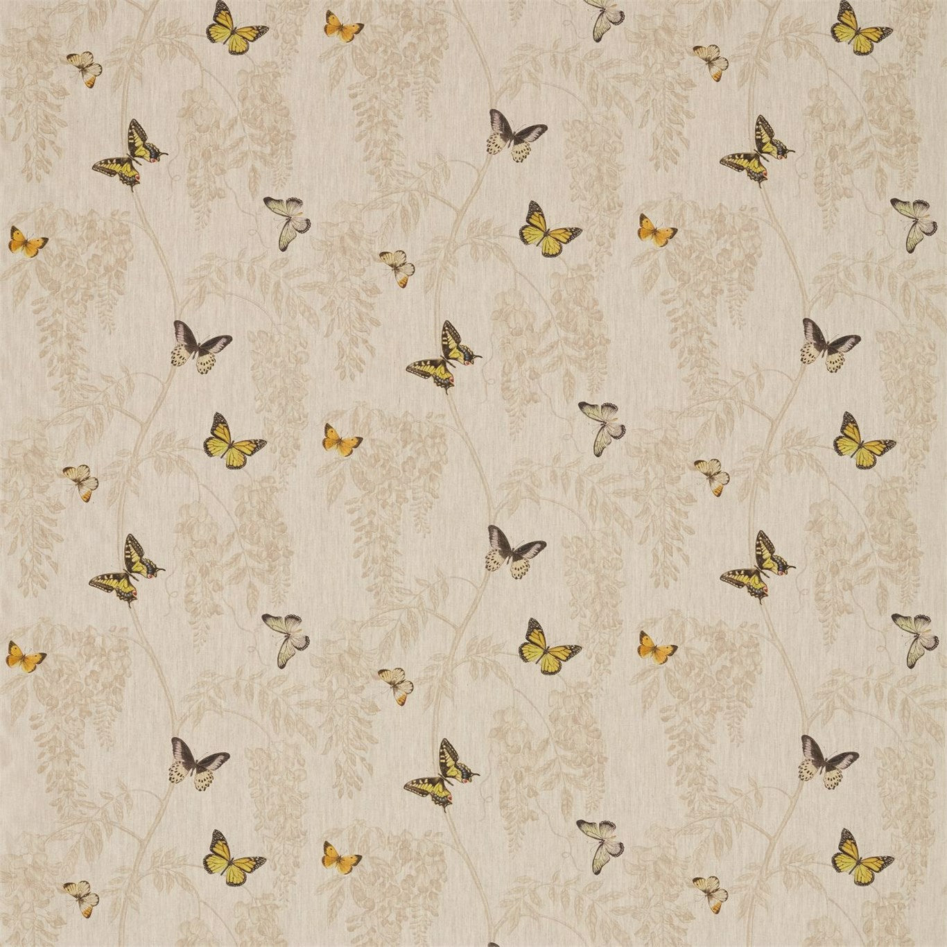 Wisteria and Butterfly Linen/Citrus Fabric By Sanderson