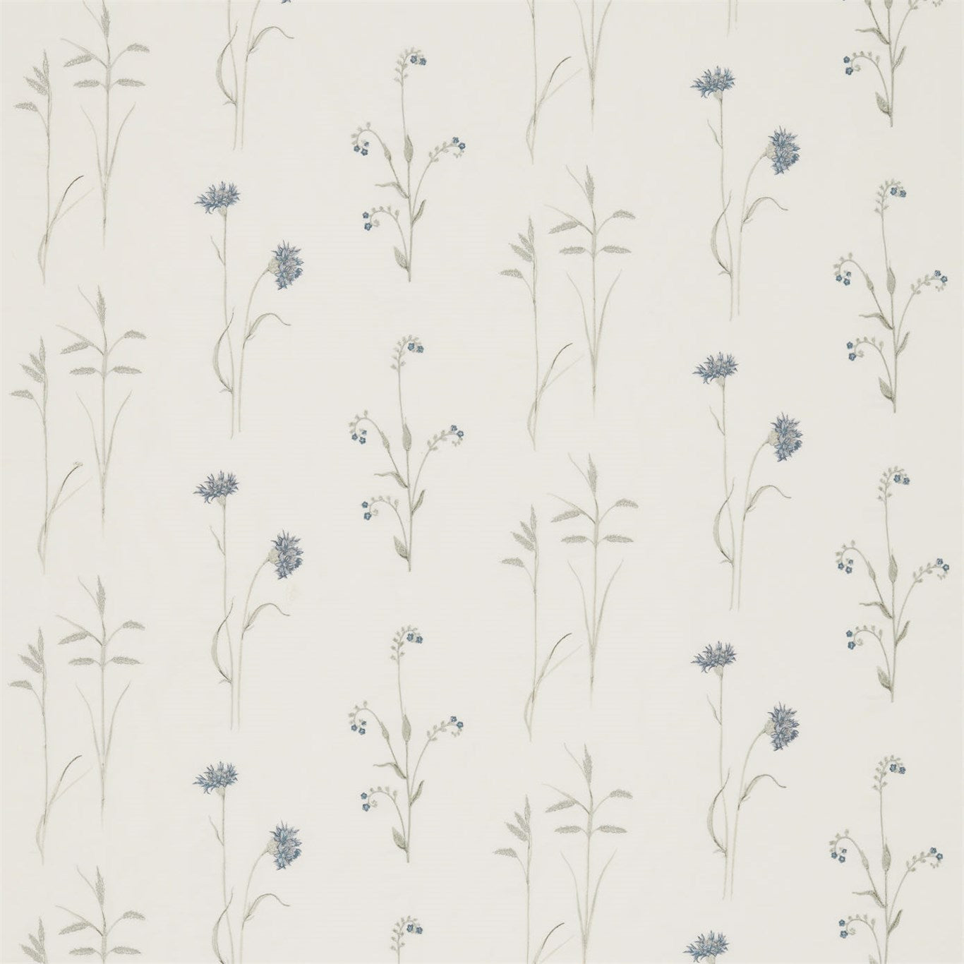 Meadow Grasses Cobalt/Chalk Fabric By Sanderson