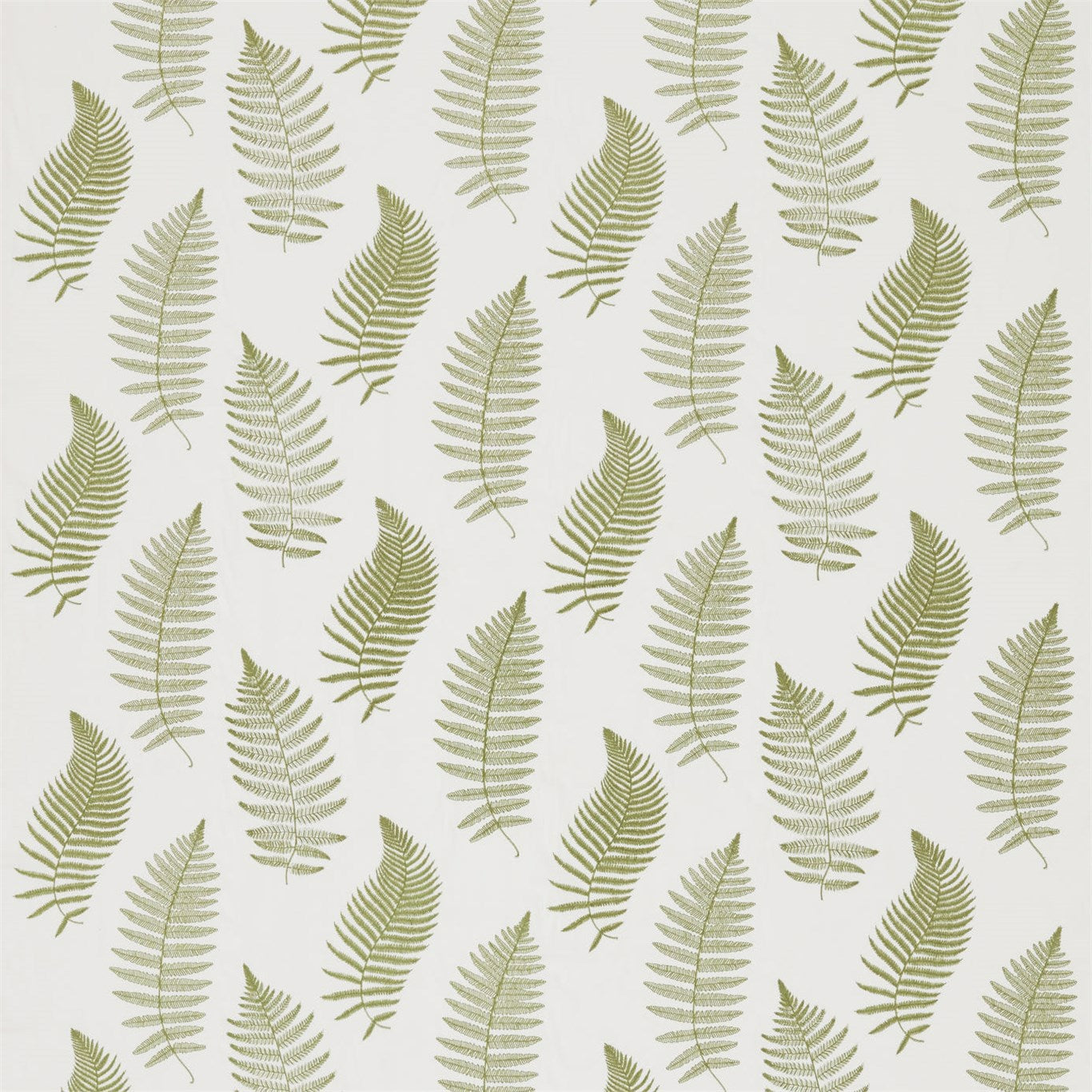 Fern Embroidery Moss Fabric By Sanderson