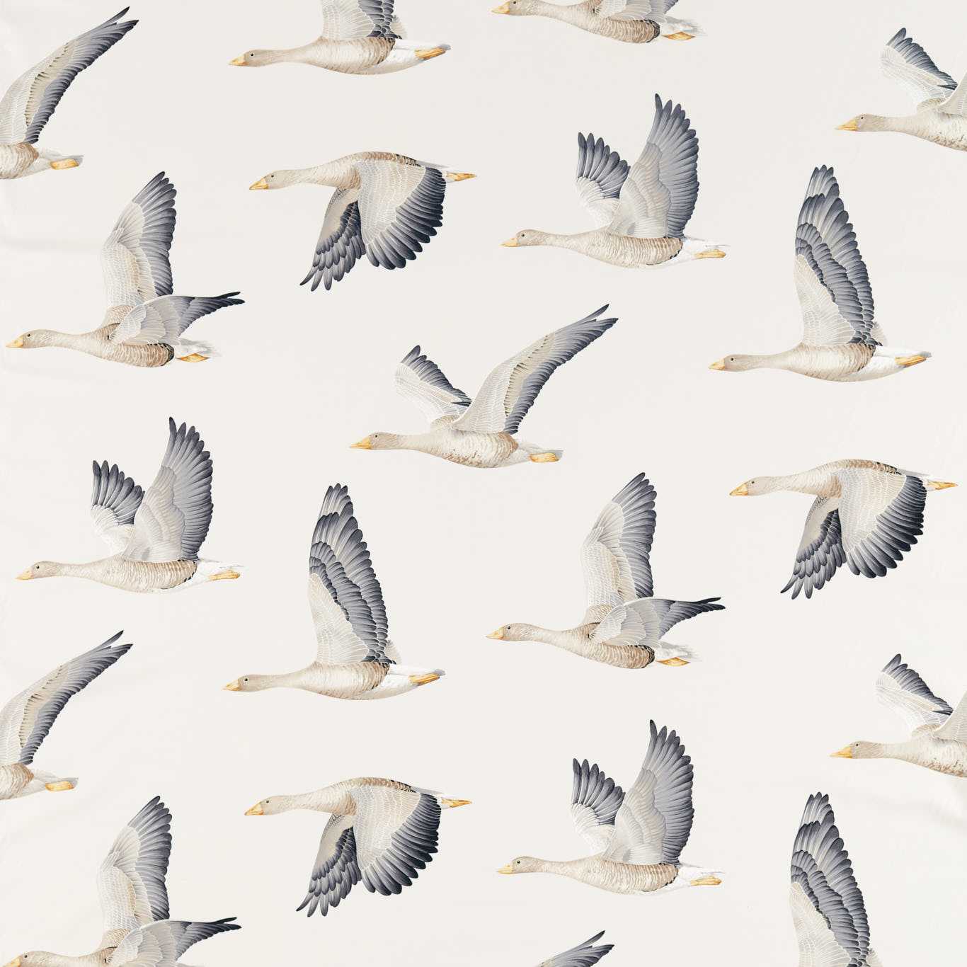 Elysian Geese Silver/Chalk Fabric By Sanderson