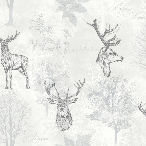 Etched Stag Mono Wallpaper 901808 by Arthouse