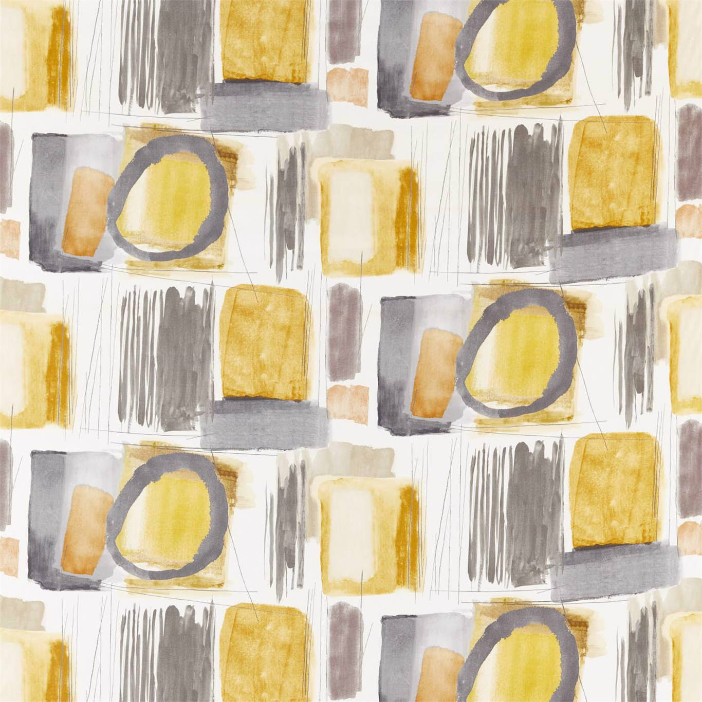 Kanjiro Ochre / Charcoal / Stone Fabric By Harlequin