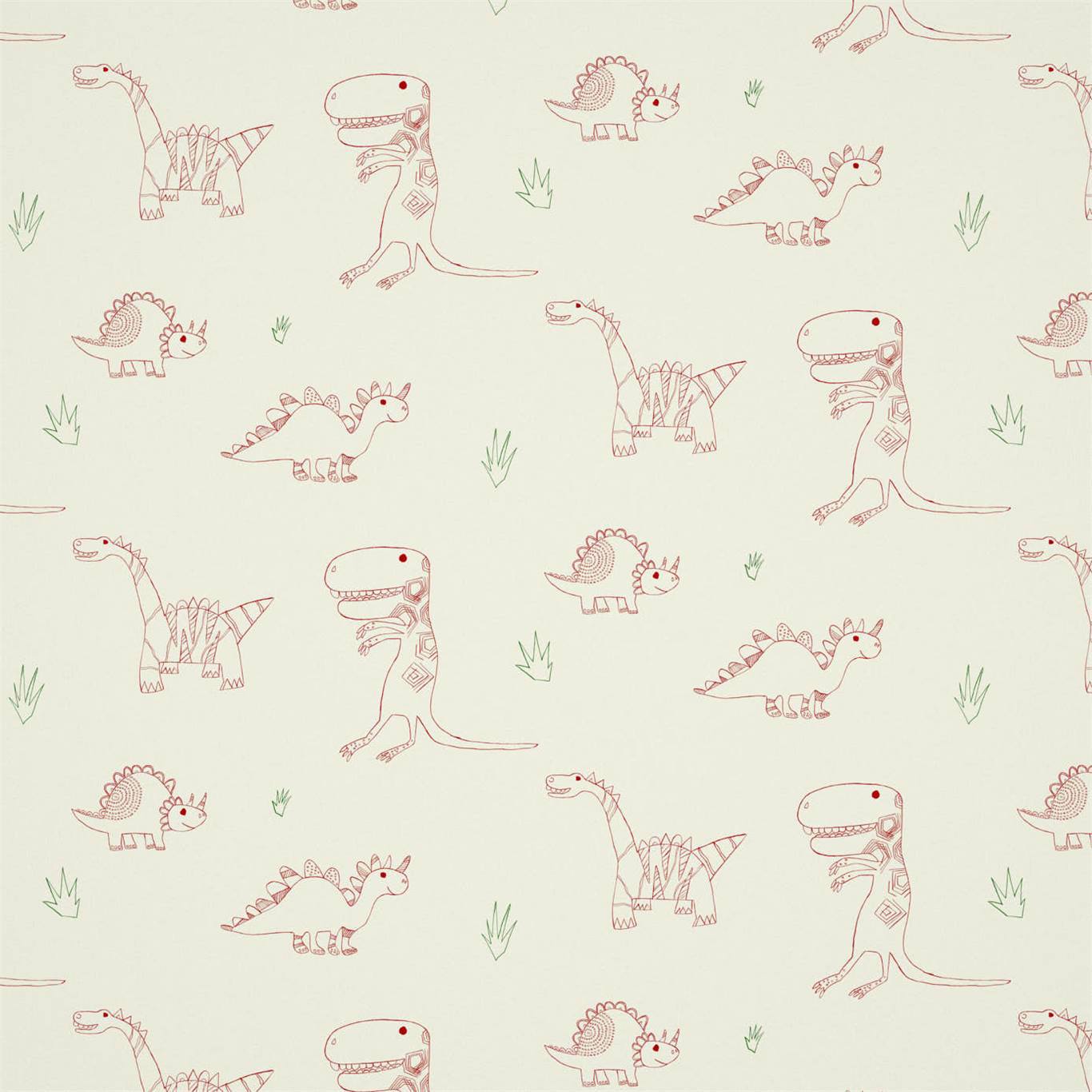 What A Hoot Wallpapers 70525 Jolly Jurassic Strawberry Emerald And Neutral Wallpaper HLTF112654 by Harlequin