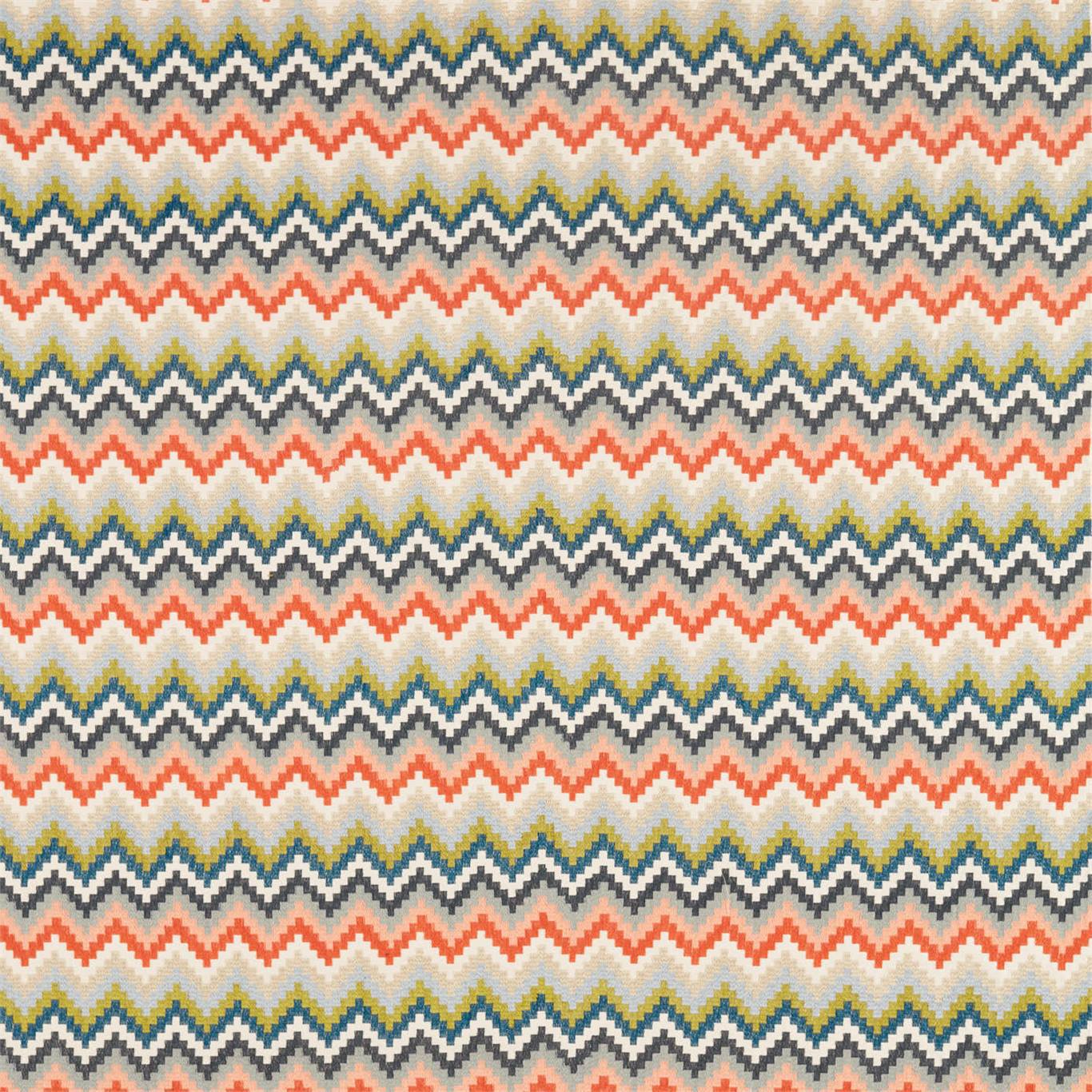 Minouri Teal/Mandarin/Lichen Fabric By Harlequin