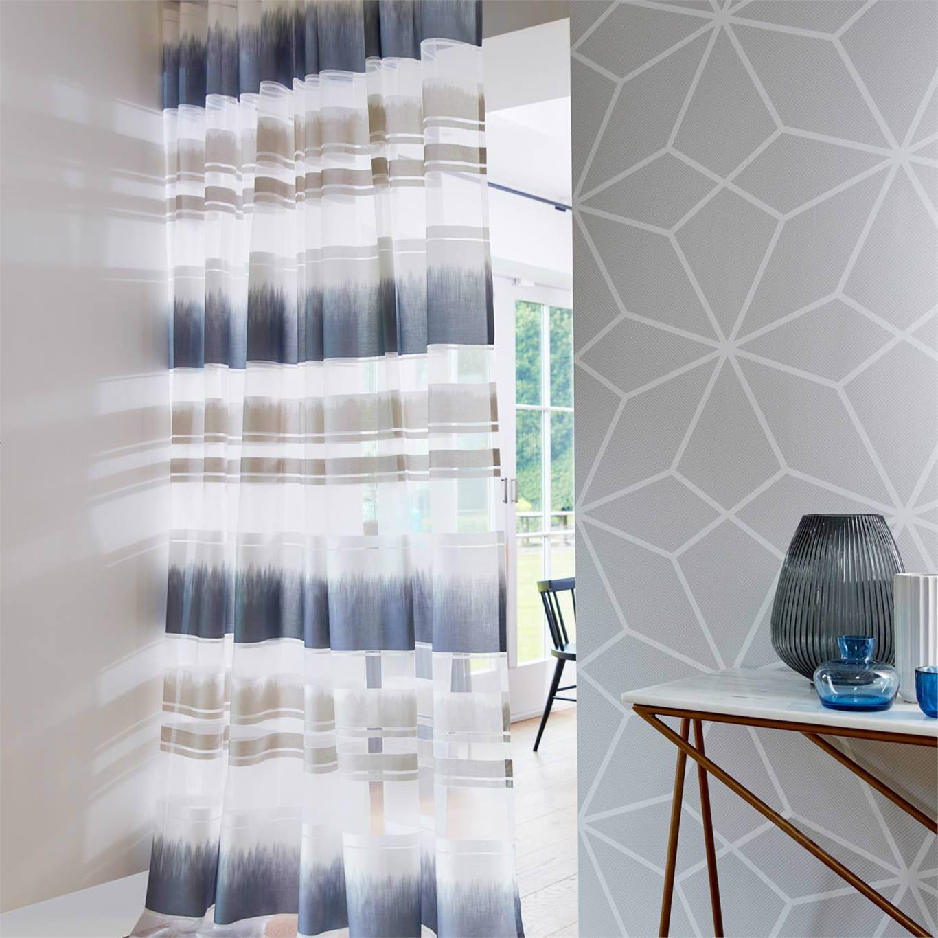 Kamida Ink/Pewter Fabric By Harlequin