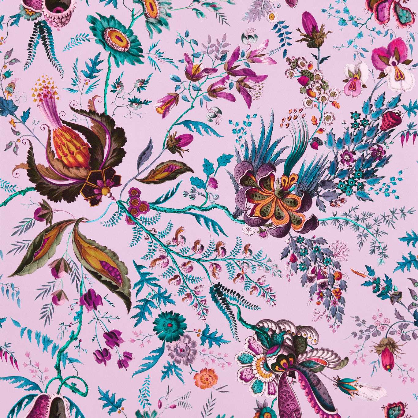 Wonderland Floral Amethyst/Lapis/Ruby Wallpaper HSRW113066 by Harlequin