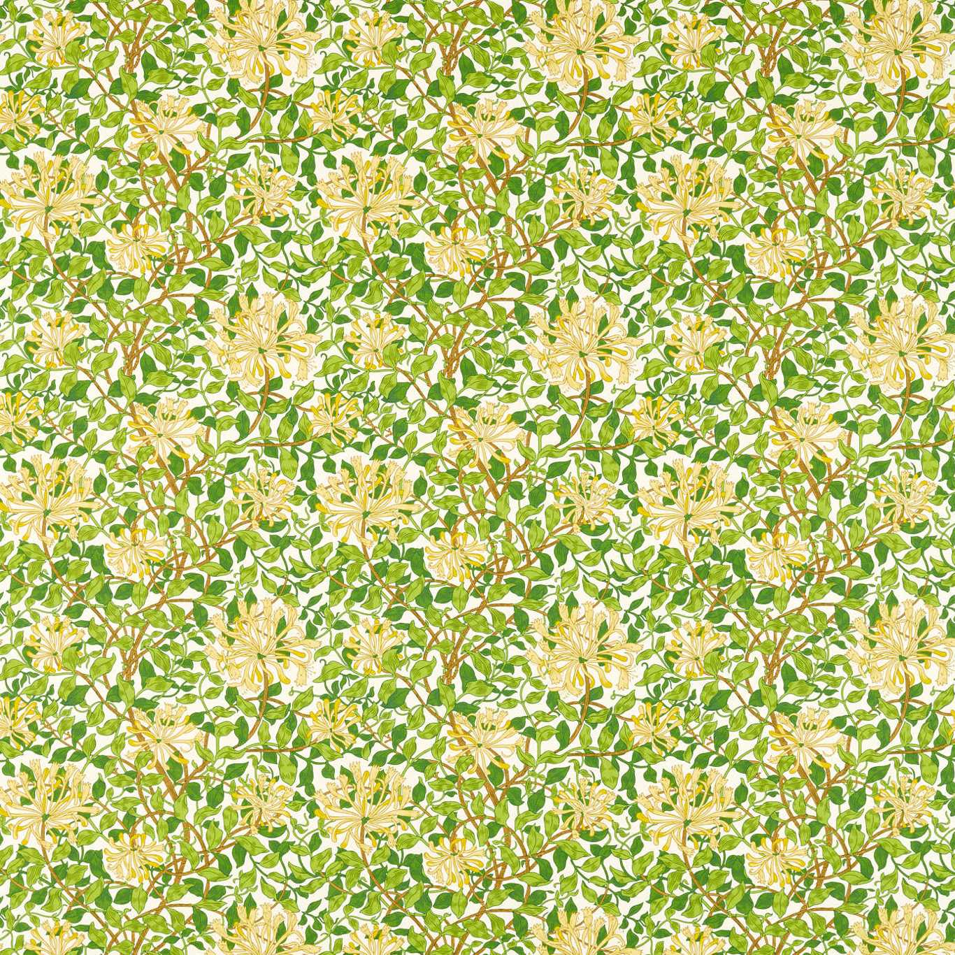 Honeysuckle Cream/Chocolate Fabric By Morris & Co