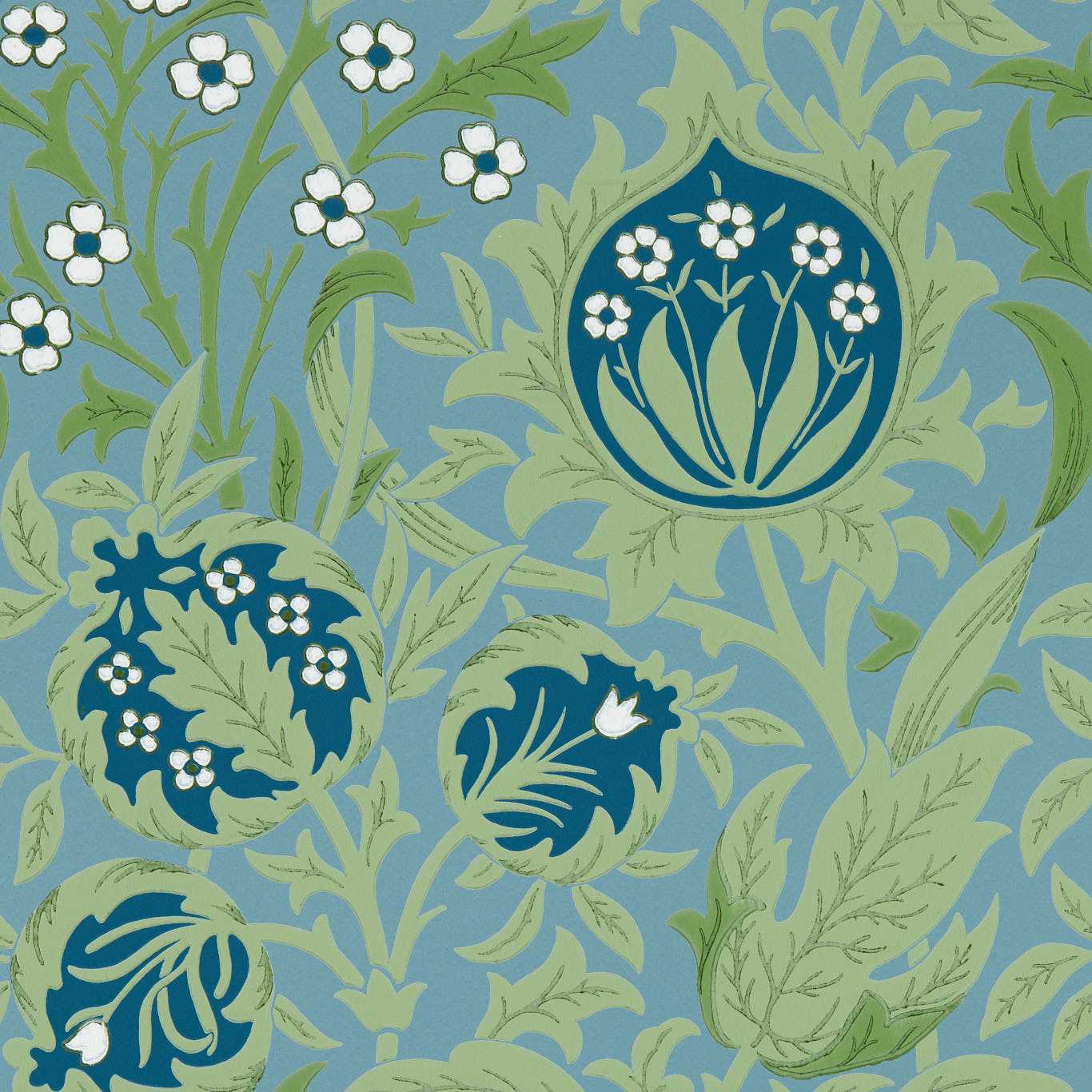Elmcote Dearle Blue Wallpaper MEWW217200 by Morris & Co
