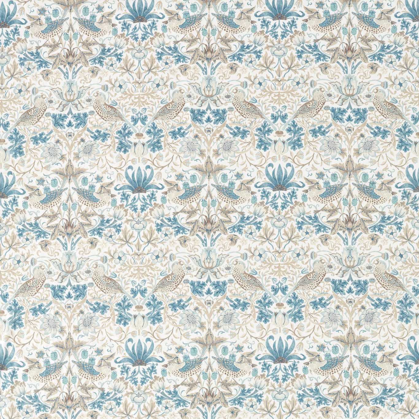 Strawberry Thief Slate/Vellum Fabric By Morris & Co