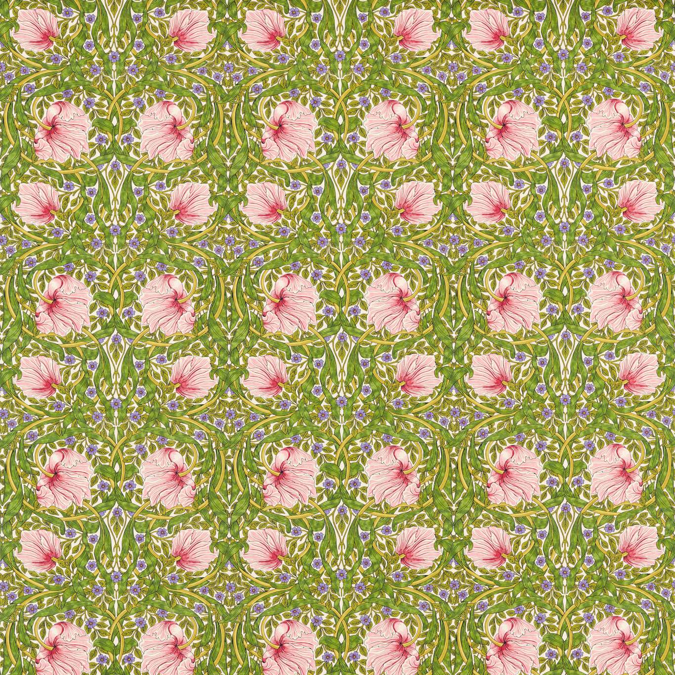 Pimpernel Sap Green/Strawberry Fabric By Morris & Co