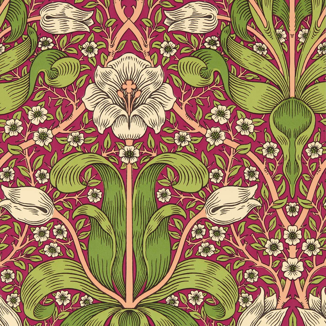 Spring Thicket Maraschino Cherry Wallpaper MVOW217337 by Morris & Co