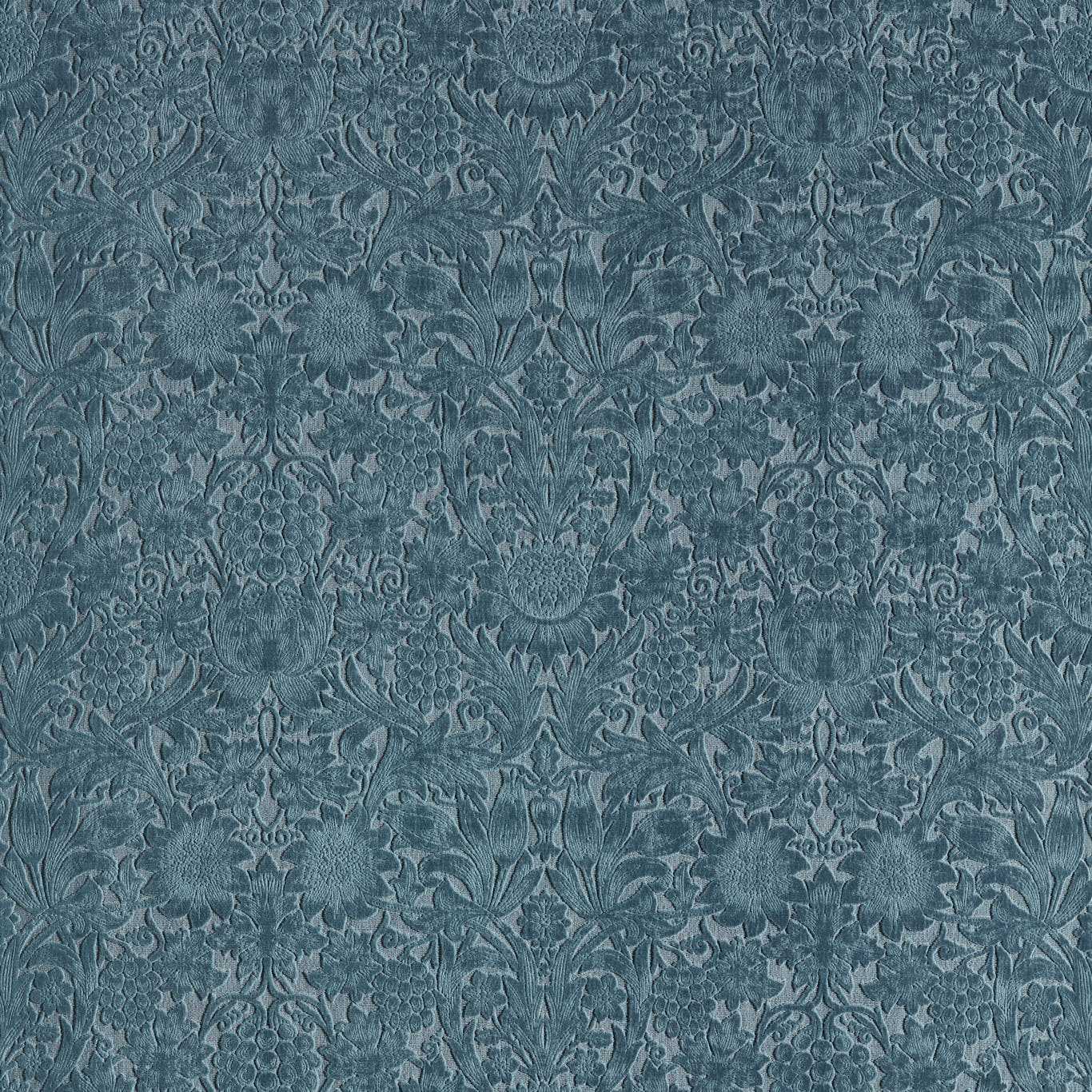 Sunflower Caffoy Velvet Webbs blue Fabric By Morris & Co
