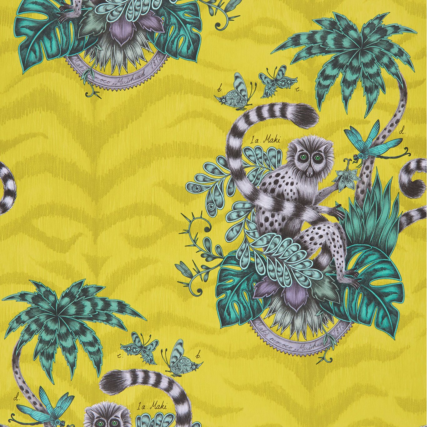 Lemur Lime Wallpaper W0103/02 by Emma Shipley