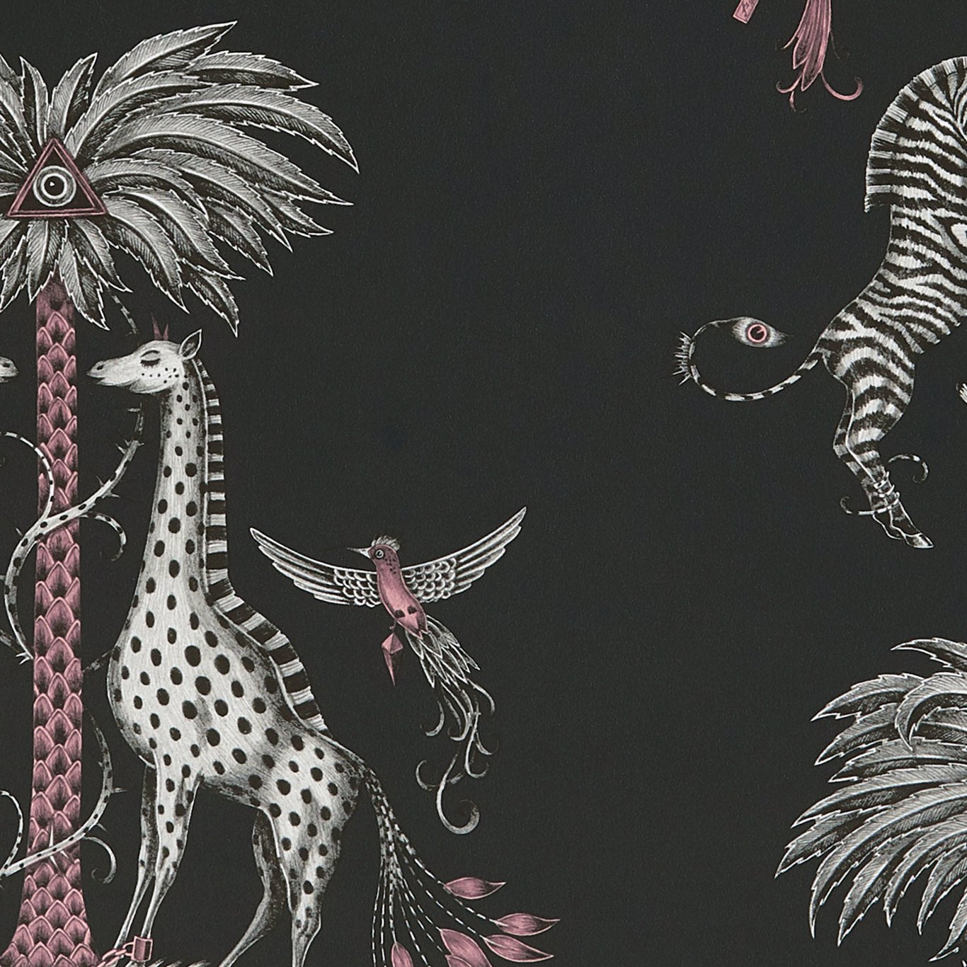 Creatura Charcoal Wallpaper W0114/01 by Emma Shipley