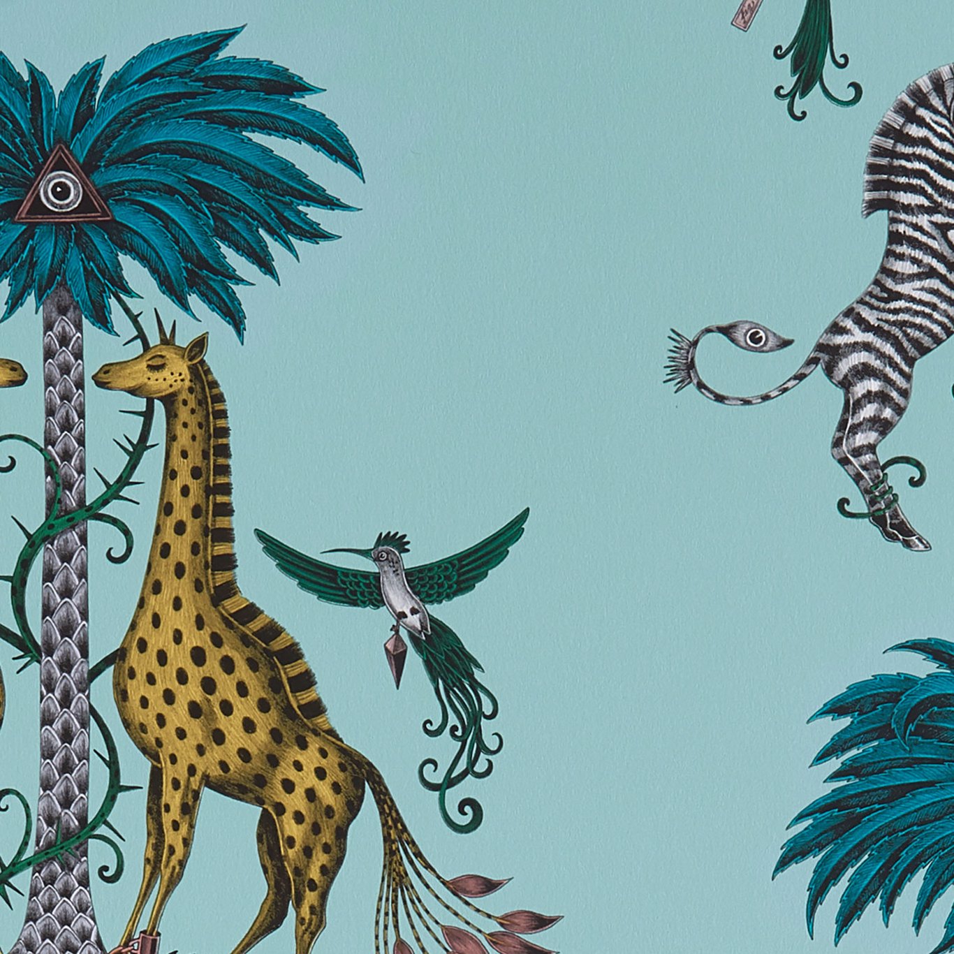 Creatura Turquoise Wallpaper W0114/04 by Emma Shipley