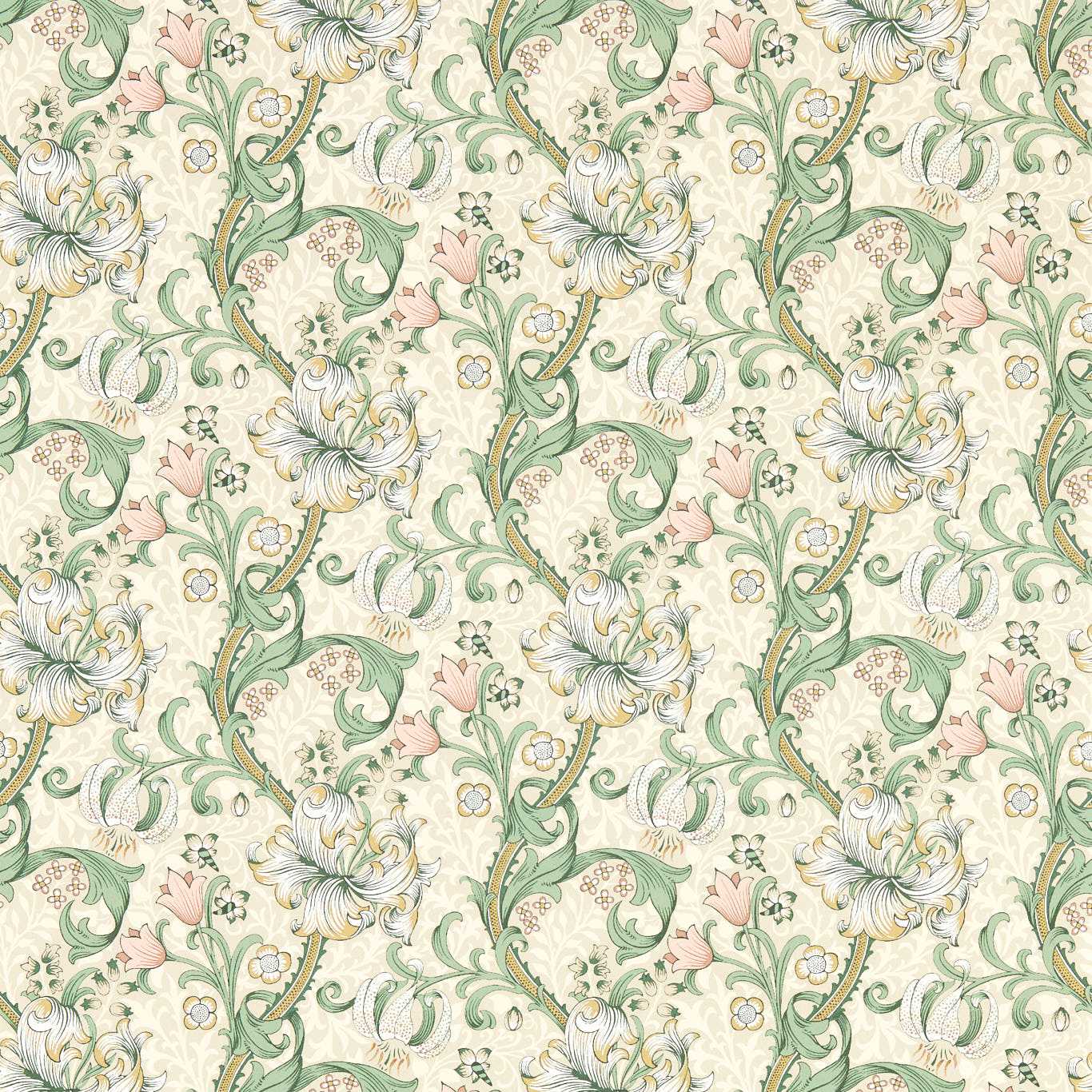 Golden Lily Linen/Blush Wp Linen/Blush Wallpaper W0174/01 by Clarke & Clarke